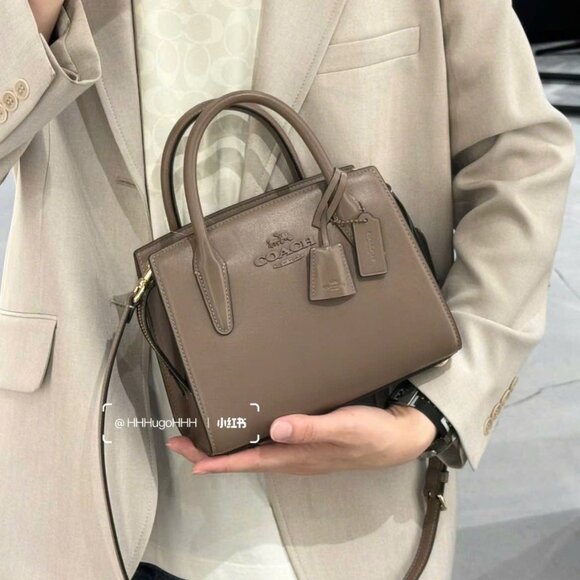 NWT COACH Andrea Carryall Bag - Smooth Leather/Gold/Dark Stone - CP081 $428 - Picture 1 of 11